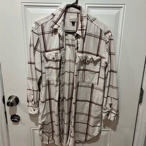 Universal Thread Cream and Brown Plaid Shirt